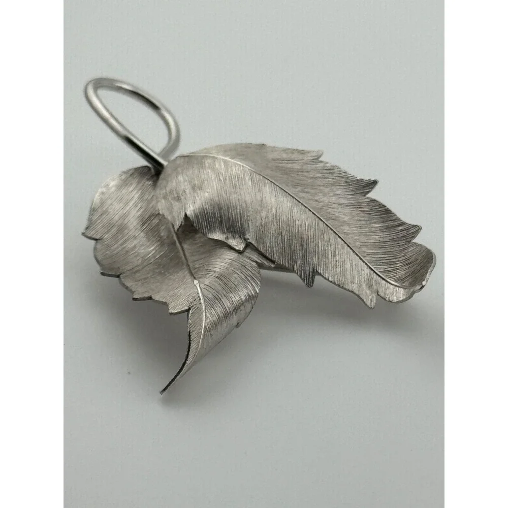 Vintage‎ Krementz Brooch Silver Tone Leaf Pin